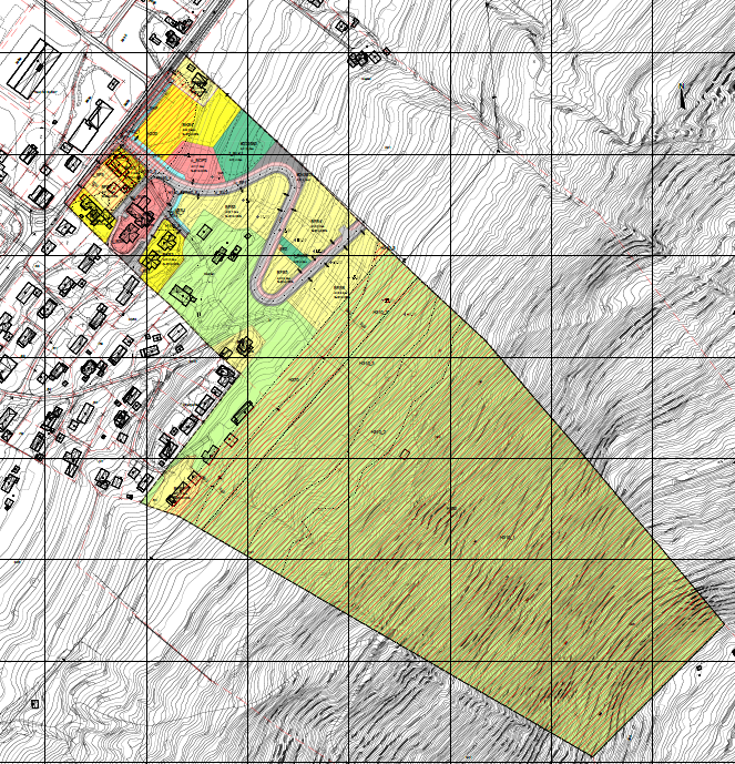 Revidert plankart over Nåstad boligfelt - Klikk for stort bilde